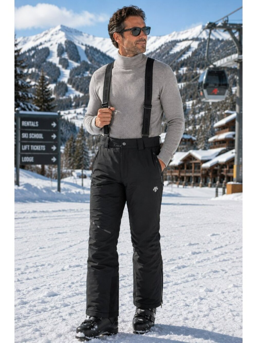 NWT Descente Ski Snowboard Pants Motion 3D Regular Fit Mens 36R Black Performanc